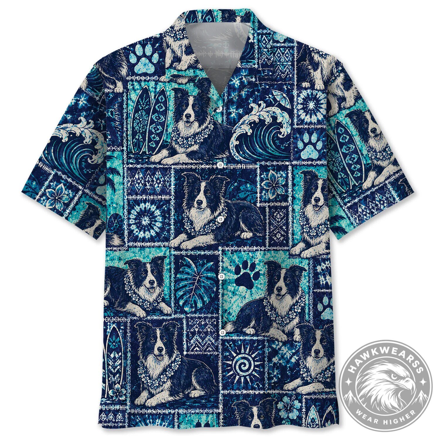 Border Collie Dog Tropical Hawaiian Shirt for Men and Women