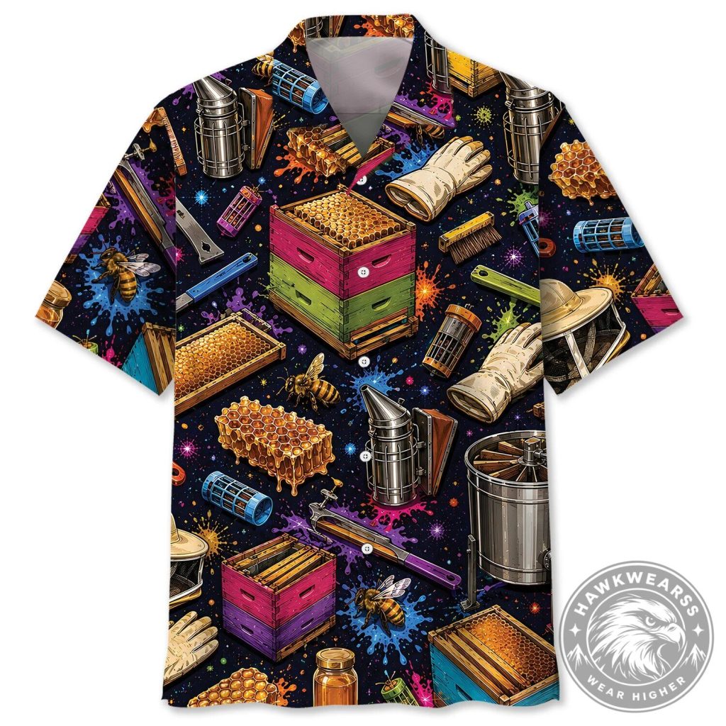 Beekeeper Tools and Honeycomb Pattern Hawaiian Shirt 24 Beekeeper Tools and Honeycomb Pattern Hawaiian Shirt