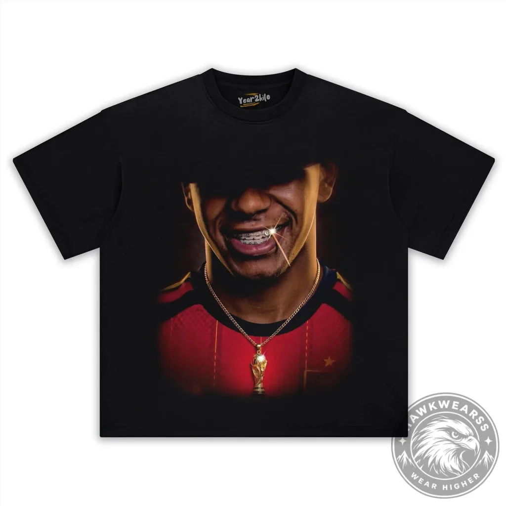 Lamine Yamal FIFA 2026 Champion Graphic Print Black T-Shirt