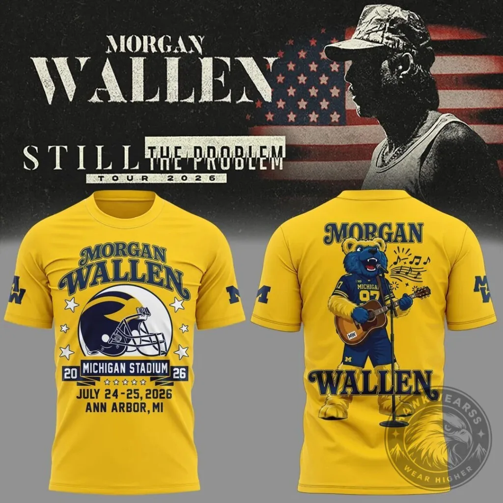 Michigan Wolverines Football T-Shirt Featuring Morgan Wallen's Still The Problem Tour Design