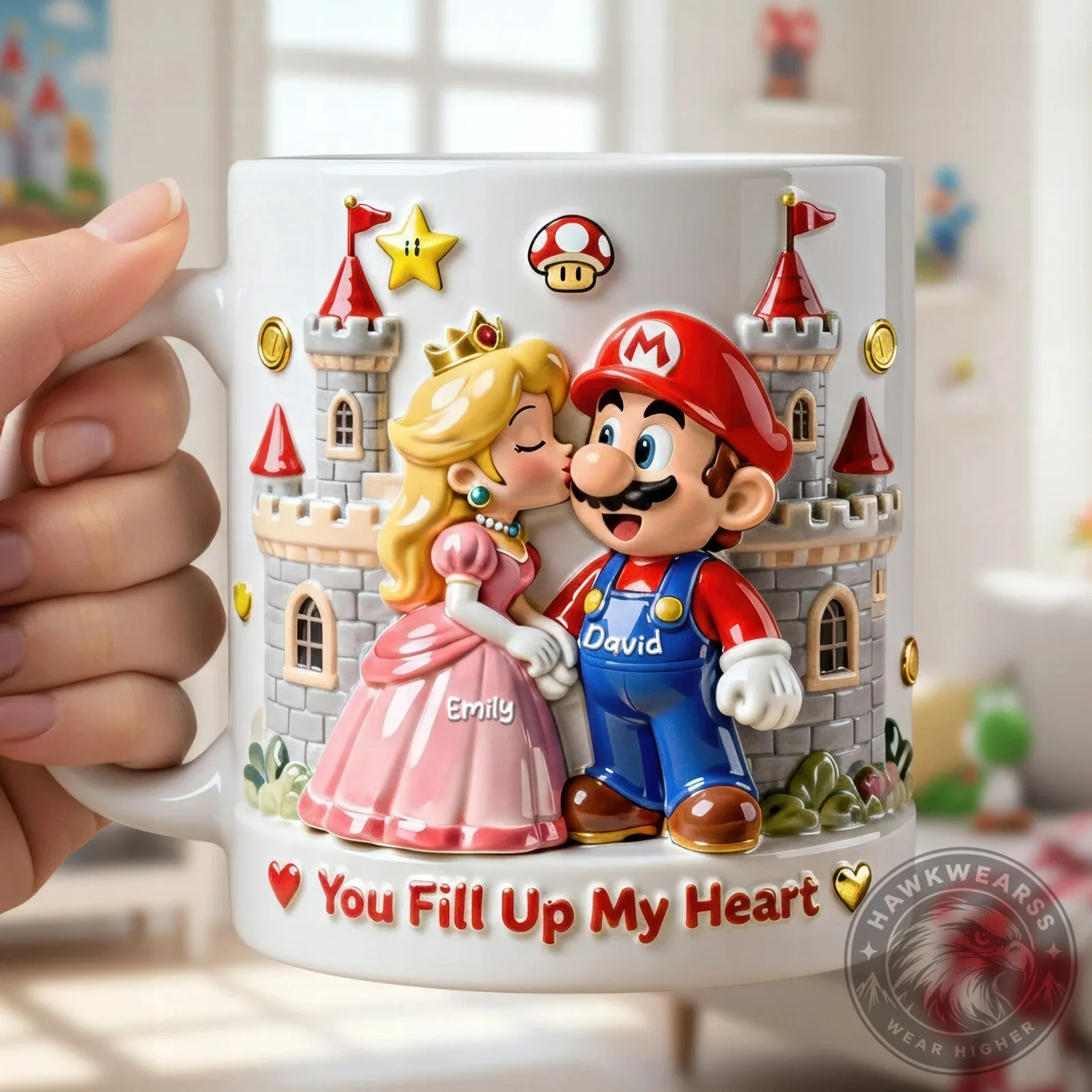 Super Mario Princess Peach Personalized You Fill Up My Heart Coffee Mug