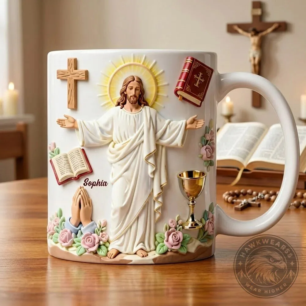 Personalized Jesus Christ Christian Faith Mug with 3D Relief Artwork