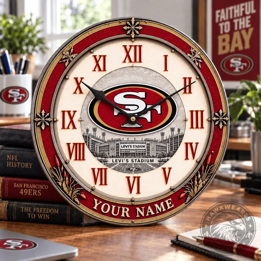 San Francisco 49ers Levi's Stadium Custom Name Round Wall Clock San Francisco 49ers Levi's Stadium Custom Name Round Wall Clock