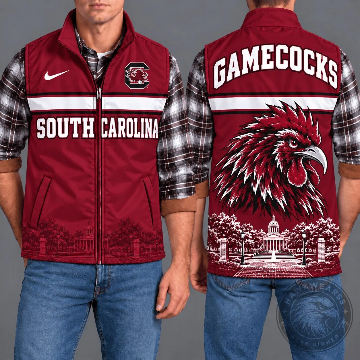 South Carolina Gamecocks Full Zip Vest NCAA College Football Apparel
