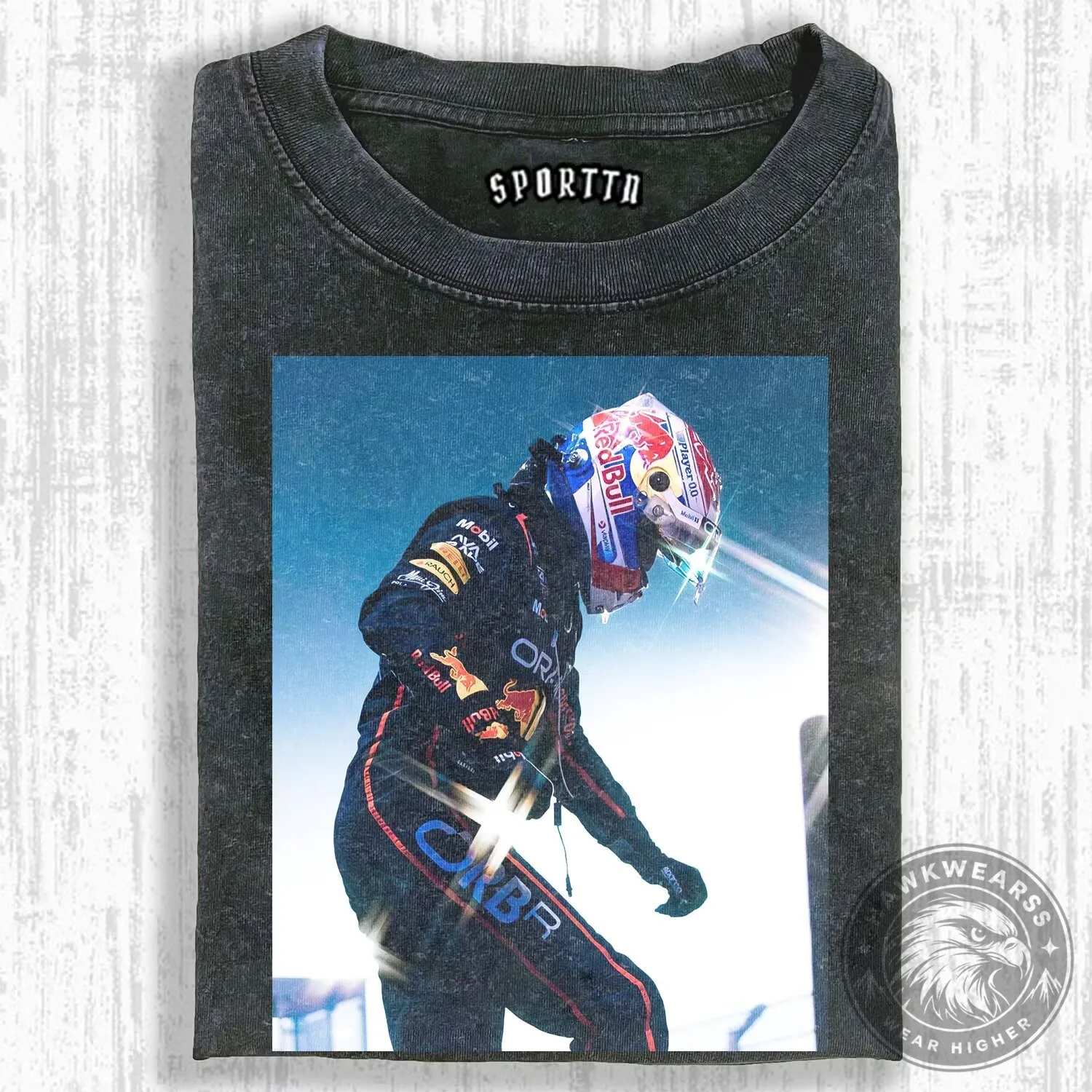 Max Verstappen Formula One Racing Champion Black Washed T-Shirt