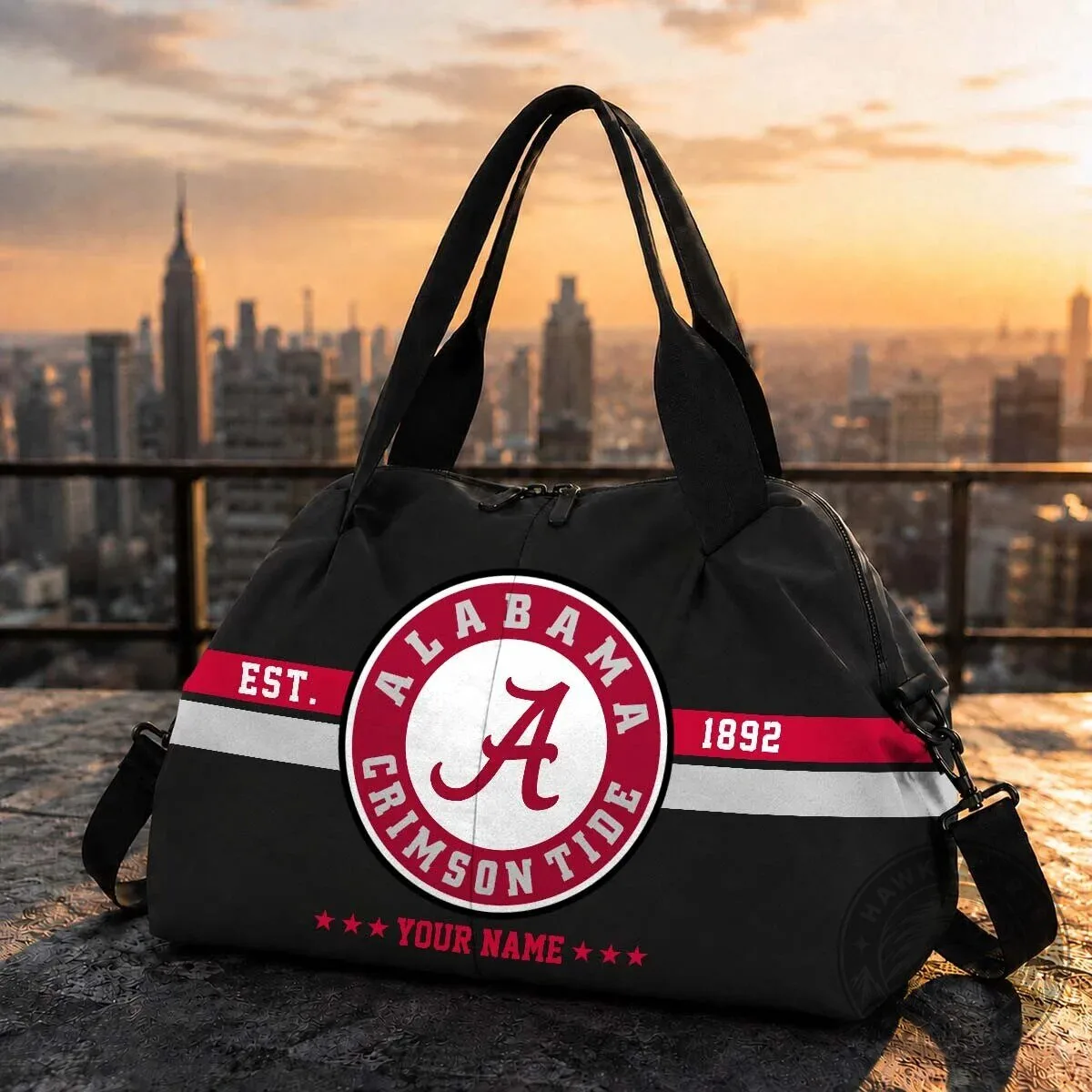 Alabama Crimson Tide Personalized Black Duffle Bag