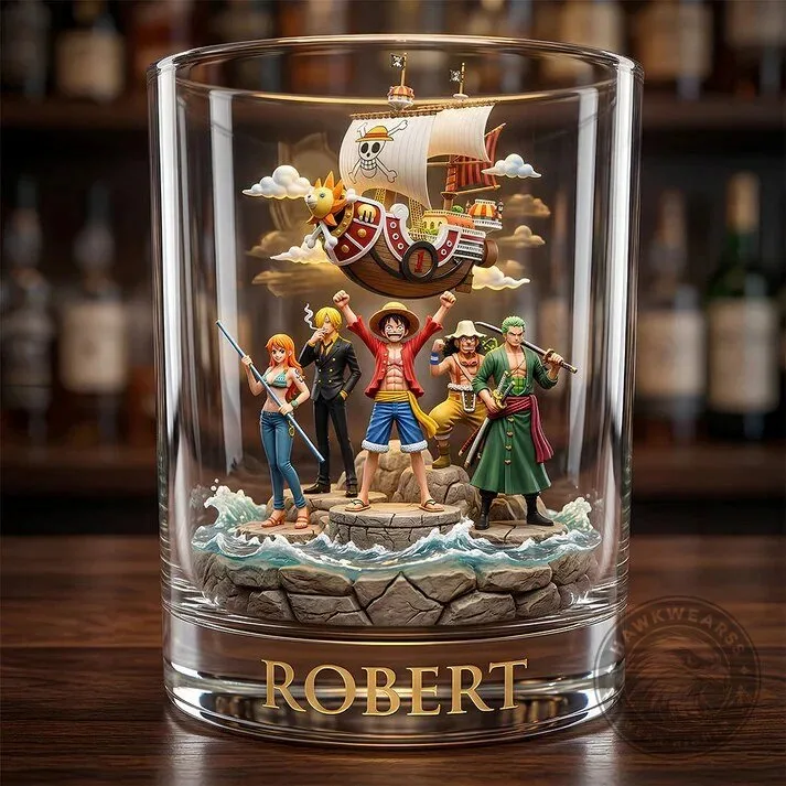 One Piece Anime Straw Hat Pirates Thousand Sunny Ship Drinking Glass