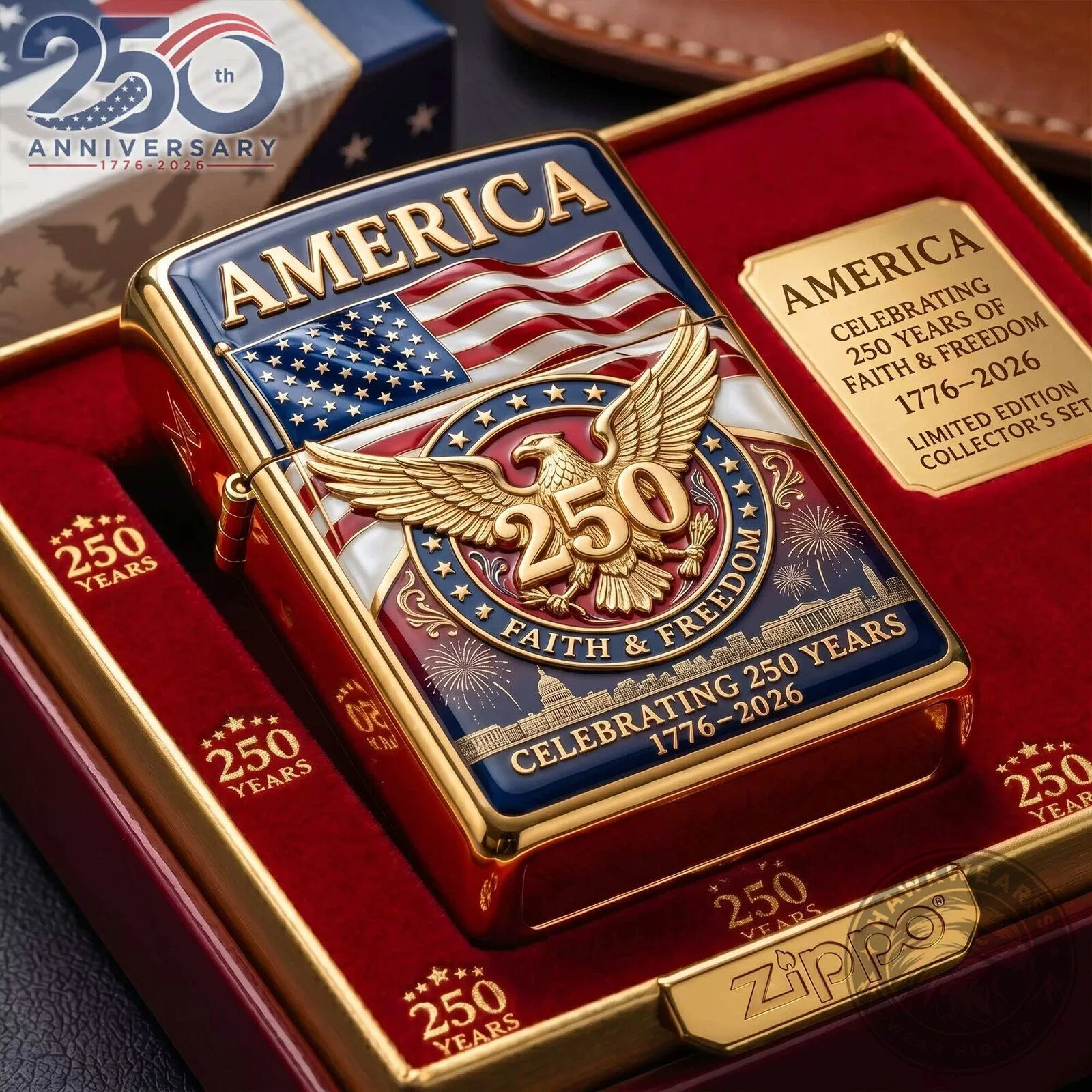 America 250th Anniversary Faith and Freedom Limited Edition Zippo Lighter 3 America 250th Anniversary Faith and Freedom Limited Edition Zippo Lighter
