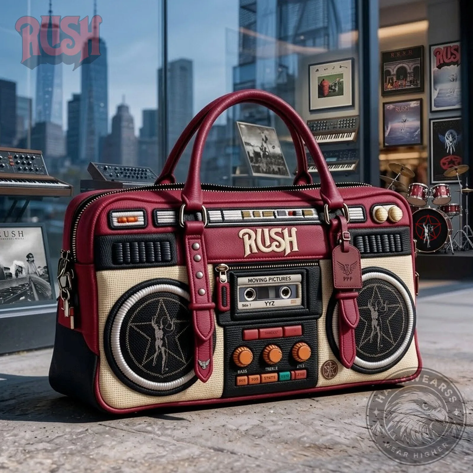 Rush Band Moving Pictures Album Boombox Design Duffle Bag