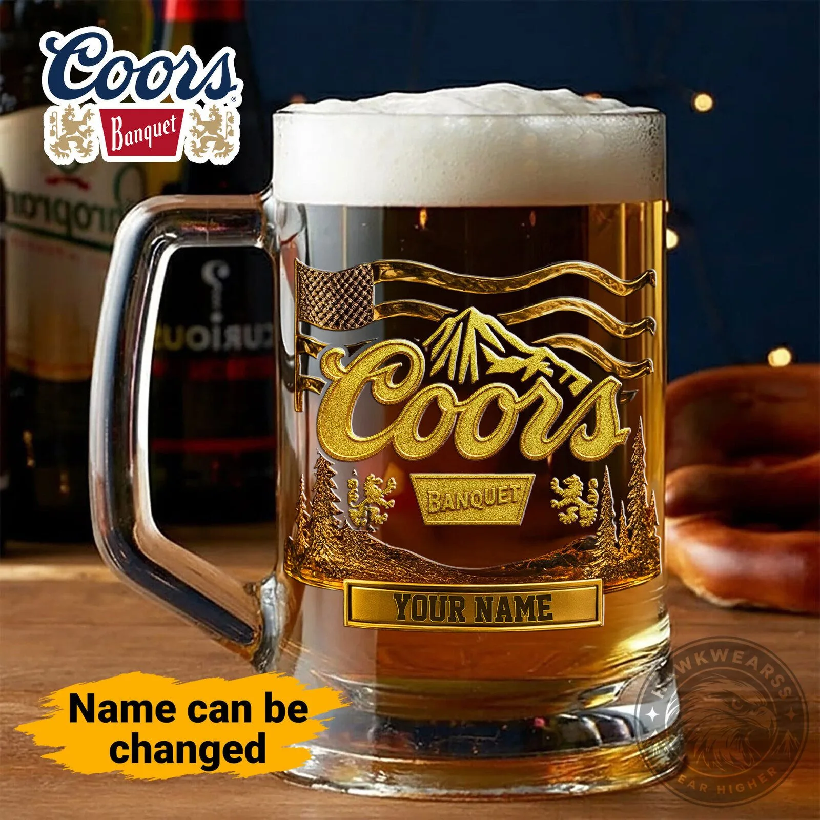 Coors Banquet Beer Glass Mug with Custom Name