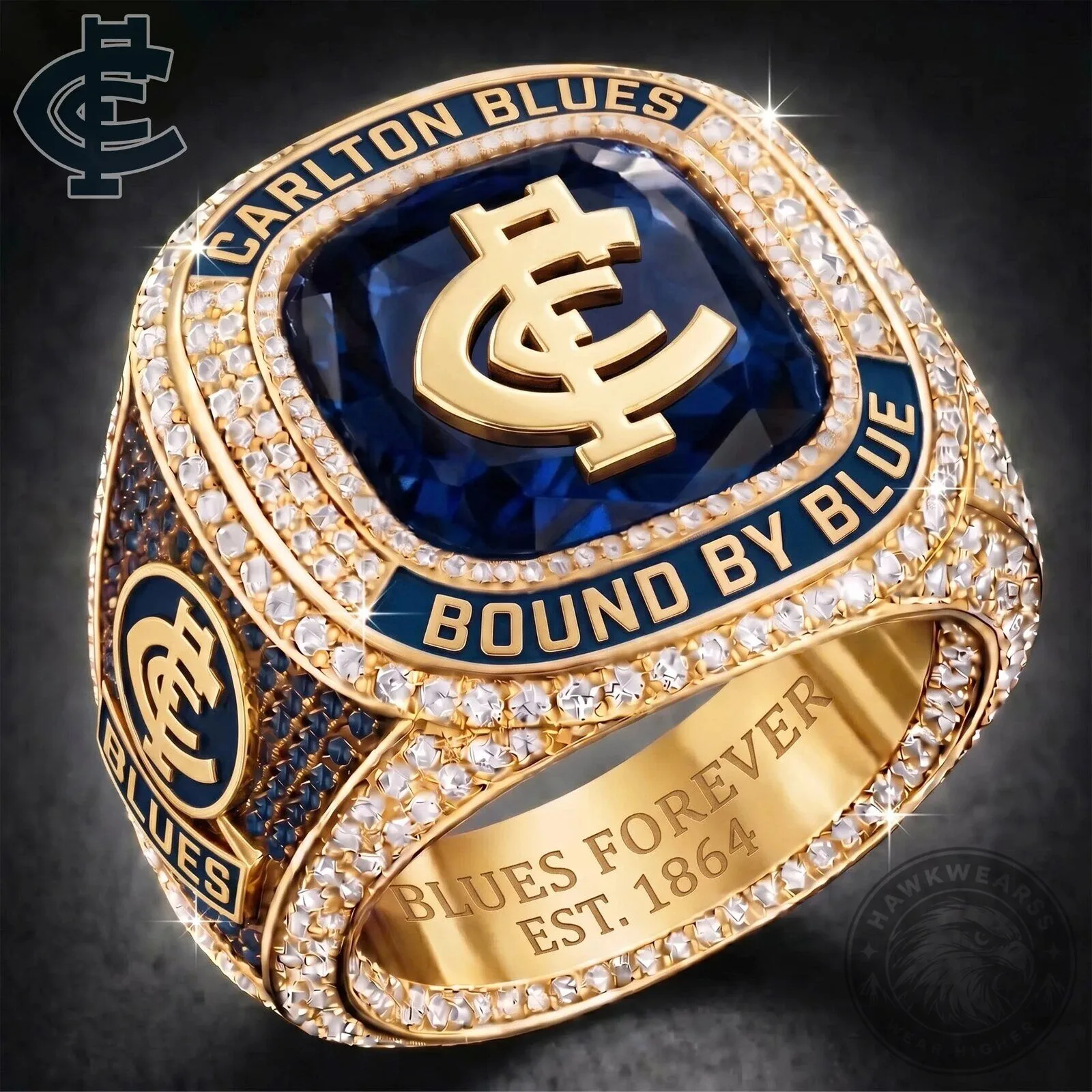 Carlton Blues Football Club Bound By Blue Gold Championship Ring 2 Carlton Blues Football Club Bound By Blue Gold Championship Ring