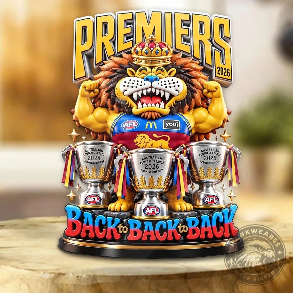 Brisbane Lions Australian Football League Premiers Back to Back to Back Acrylic Plaque