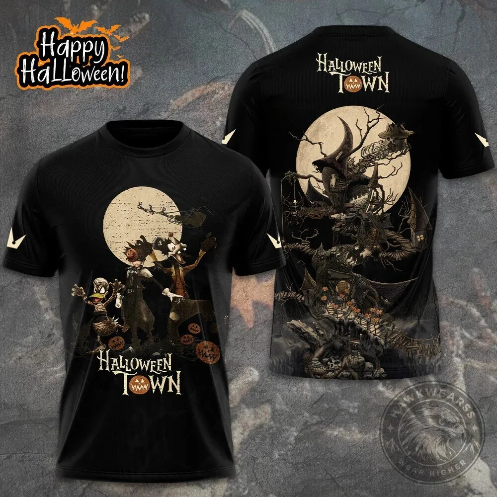 Kingdom Hearts Halloween Town Full Moon Spooky Scene T-Shirt