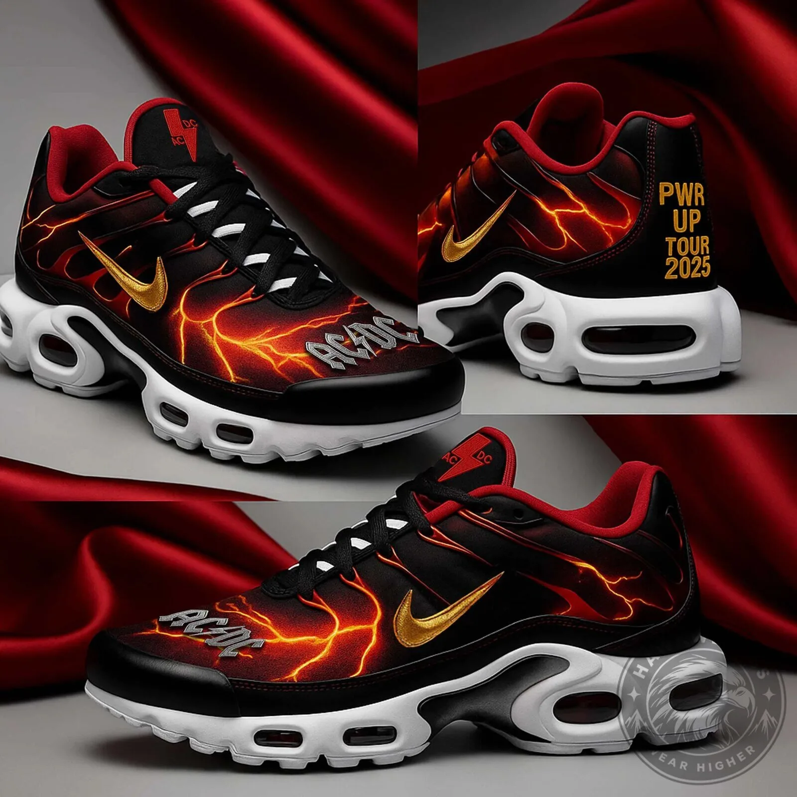 ACDC Power Up Tour 2025 Lightning Bolt Rock Band Shoes