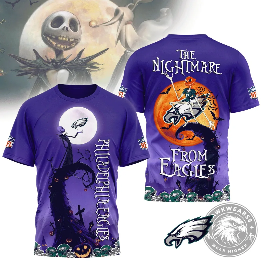 Philadelphia Eagles The Nightmare Before Christmas Halloween T-Shirt Philadelphia Eagles The Nightmare Before Christmas Halloween T-Shirt