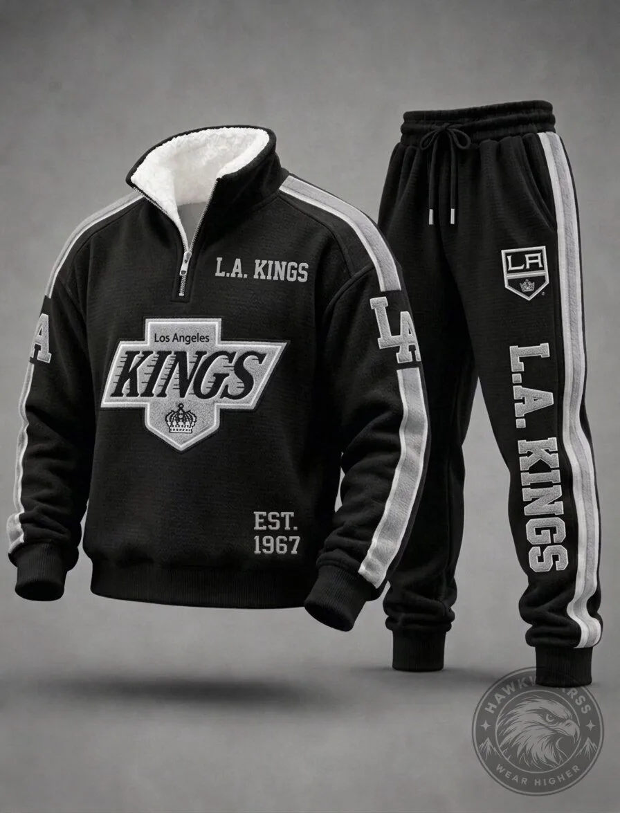 Los Angeles Kings Black Fleece Quarter-Zip Sweatshirt and Sweatpants Set