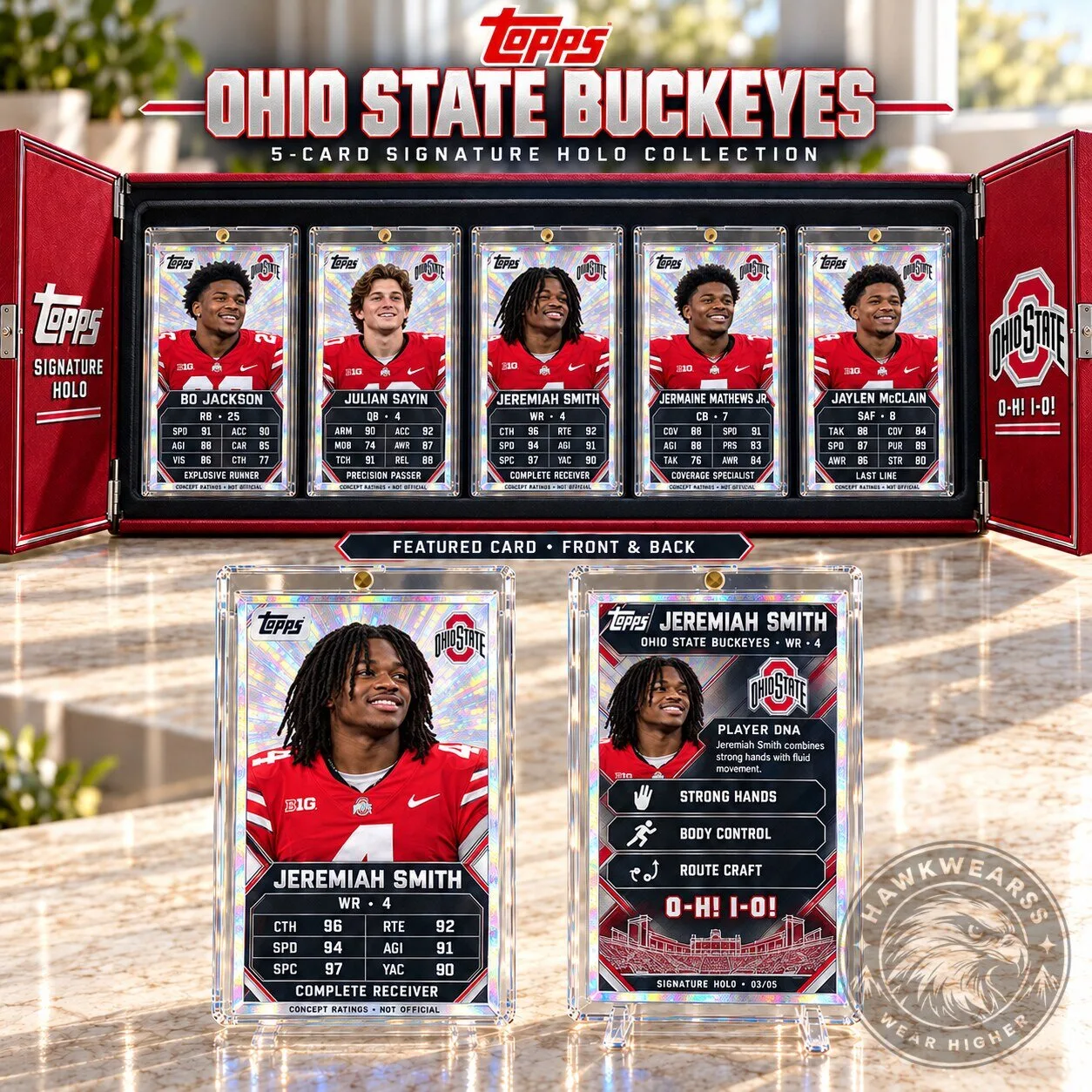 Ohio State Buckeyes Football Signature Holo Trading Card Collection