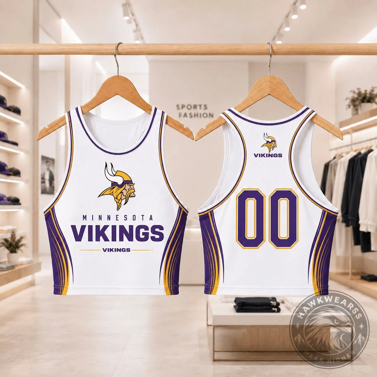 Minnesota Vikings NFL Football Team White Cropped Tank Top