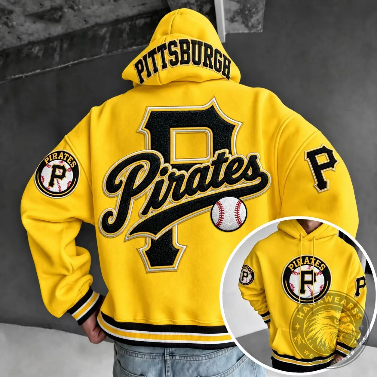 Pittsburgh Pirates Baseball Team Logo Yellow Oversized Hoodie