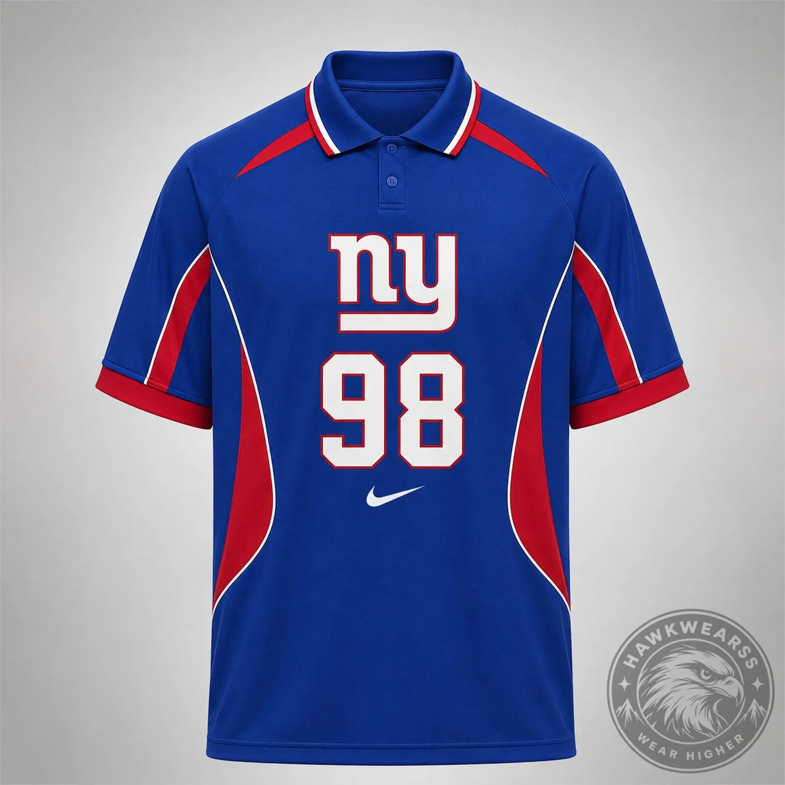 New York Giants Custom Number 98 NFL Sports Style Polo Shirt