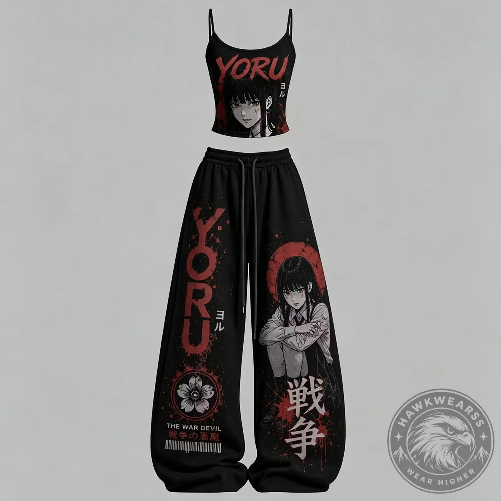 Chainsaw Man Yoru The War Devil Anime Character Two Piece Pajamas Set