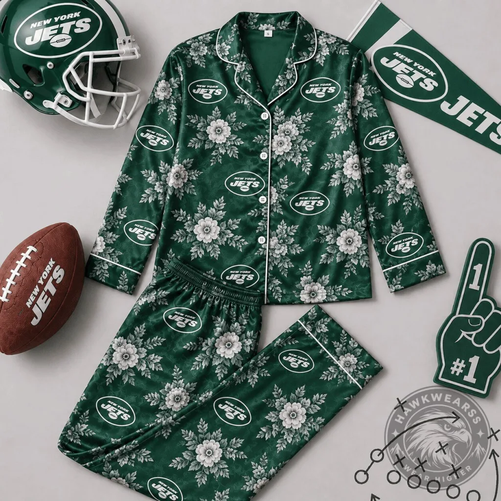 New York Jets Floral Pattern Team Pride Pajamas Set New York Jets Floral Pattern Team Pride Pajamas Set