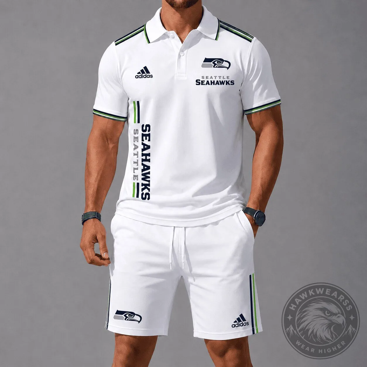 Seattle Seahawks Adidas White Performance Polo Shirt for Men