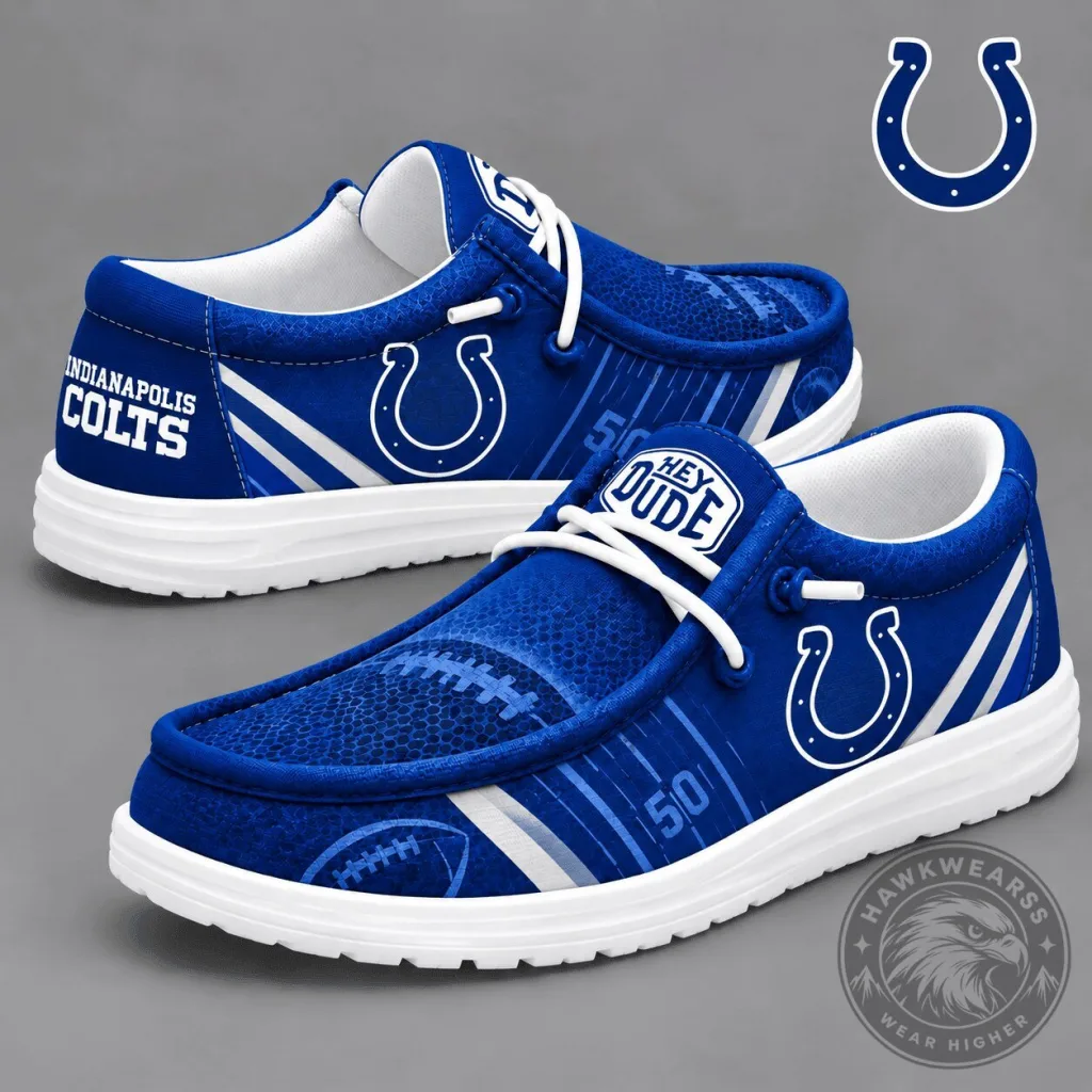Indianapolis Colts NFL Team Logo Custom Design Blue Loafer Shoes Indianapolis Colts NFL Team Logo Custom Design Blue Loafer Shoes