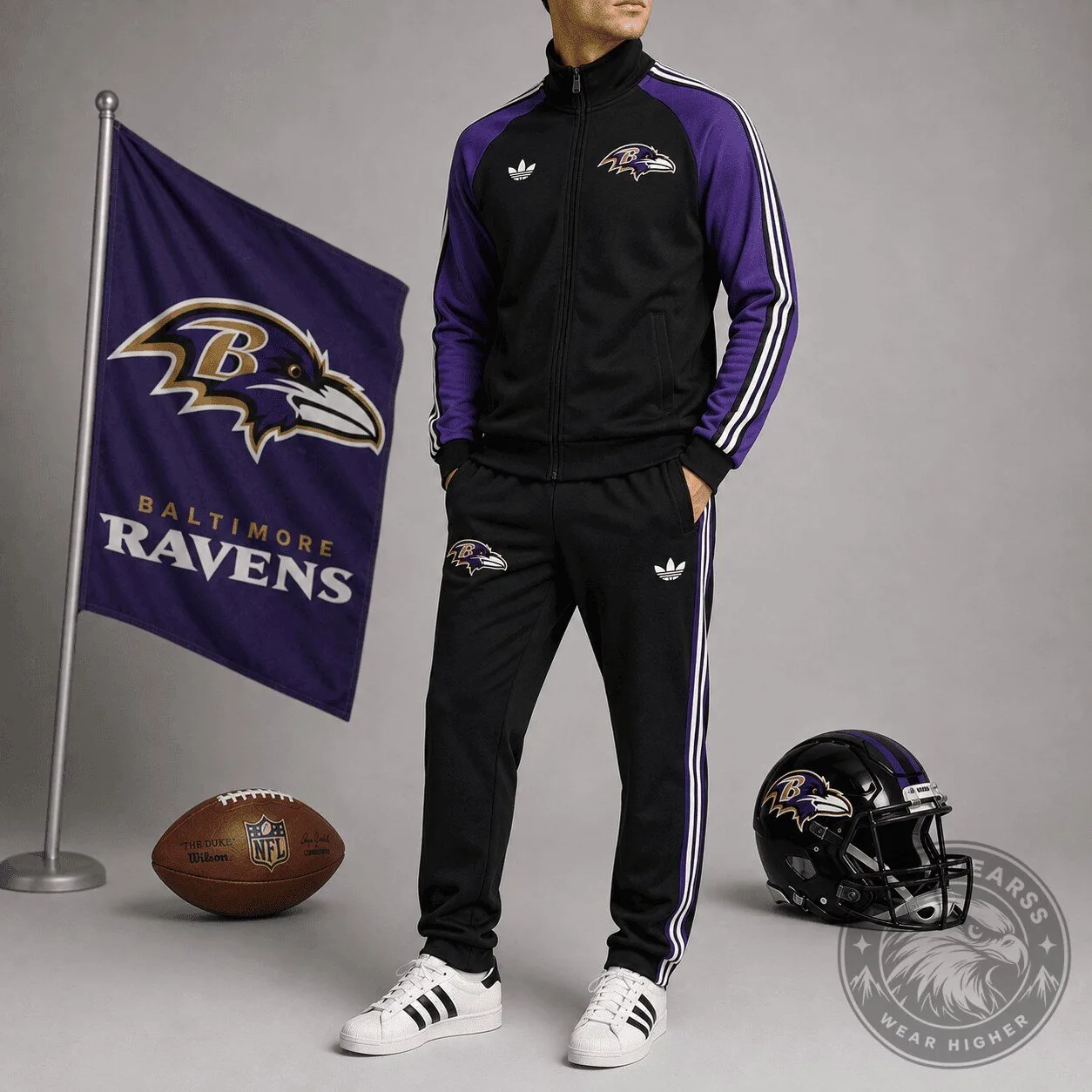 Baltimore Ravens NFL Team Logo Black and Purple Track Jacket 2 Baltimore Ravens NFL Team Logo Black and Purple Track Jacket