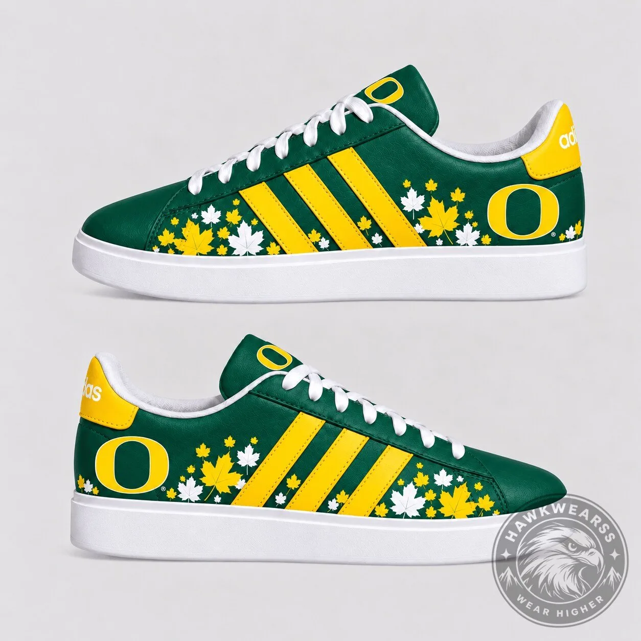 Oregon Ducks NCAA Team Logo Autumn Leaves Sneakers
