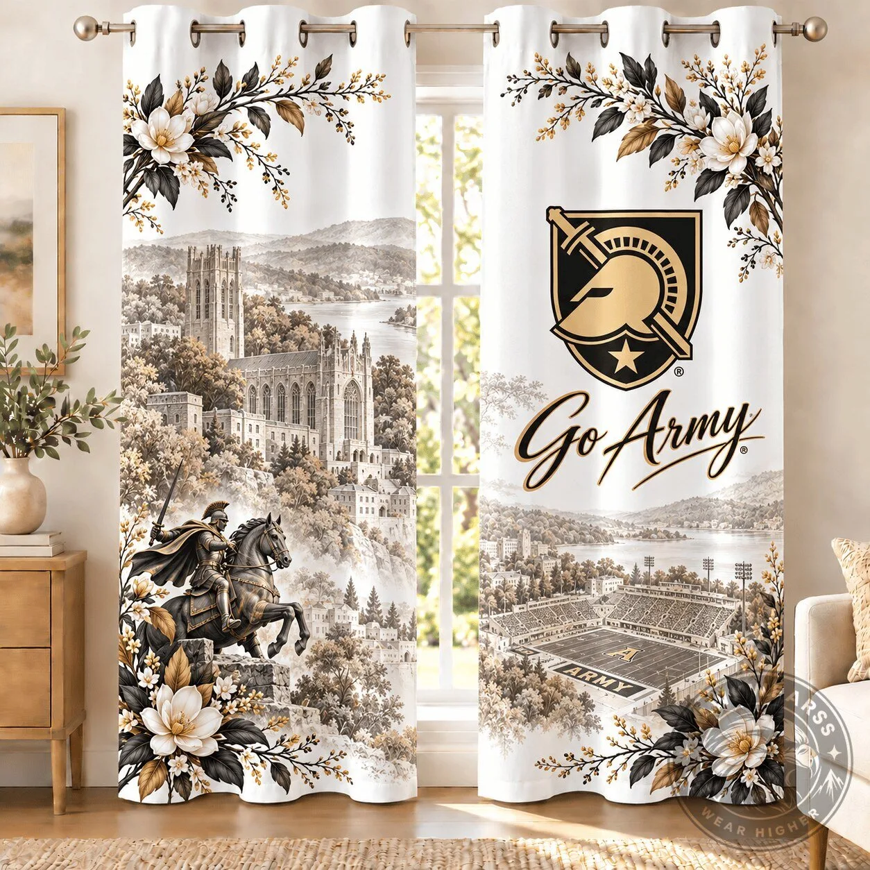 Army Black Knights Football Team Window Curtains