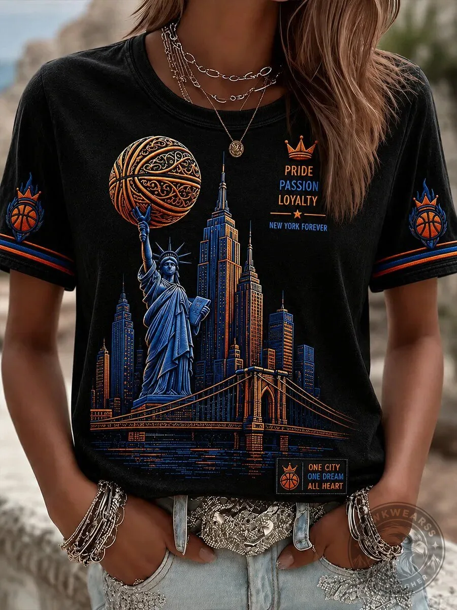 New York City Basketball Fan Graphic T-Shirt for Women
