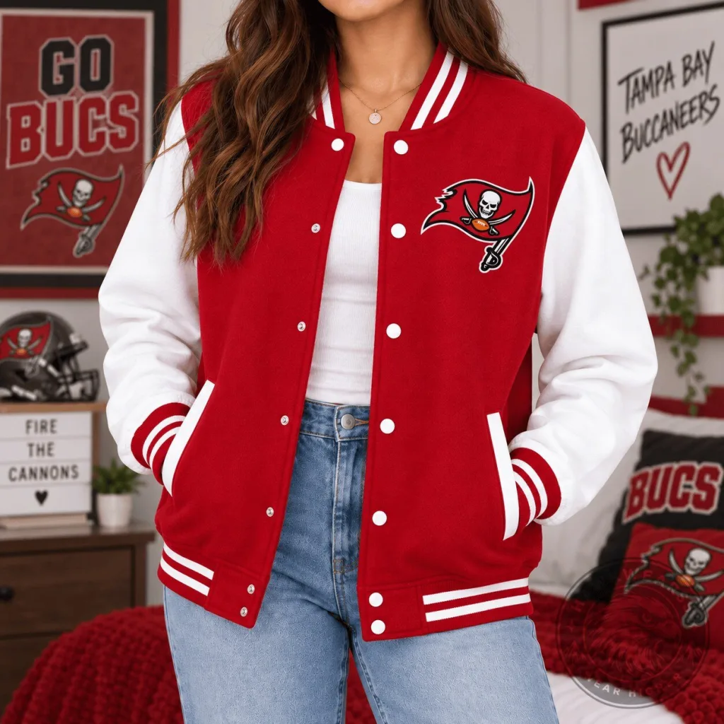 Tampa Bay Buccaneers NFL Classic Varsity Emblem Bomber Jacket Tampa Bay Buccaneers NFL Classic Varsity Emblem Bomber Jacket