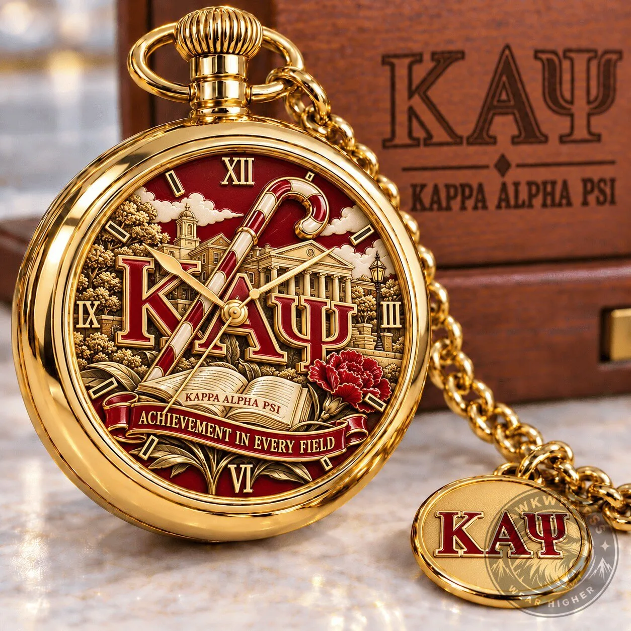 Kappa Alpha Psi Fraternity Achievement In Every Field Gold Pocket Watch