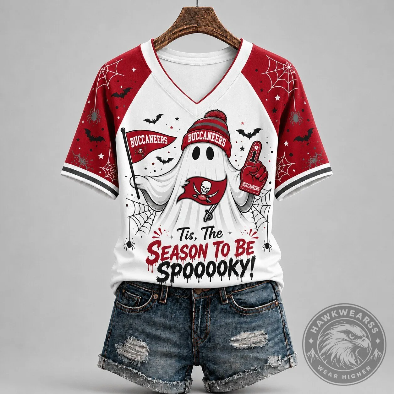 Spooky Season Tampa Bay Buccaneers Ghost Fan T-Shirt 2 Spooky Season Tampa Bay Buccaneers Ghost Fan T-Shirt