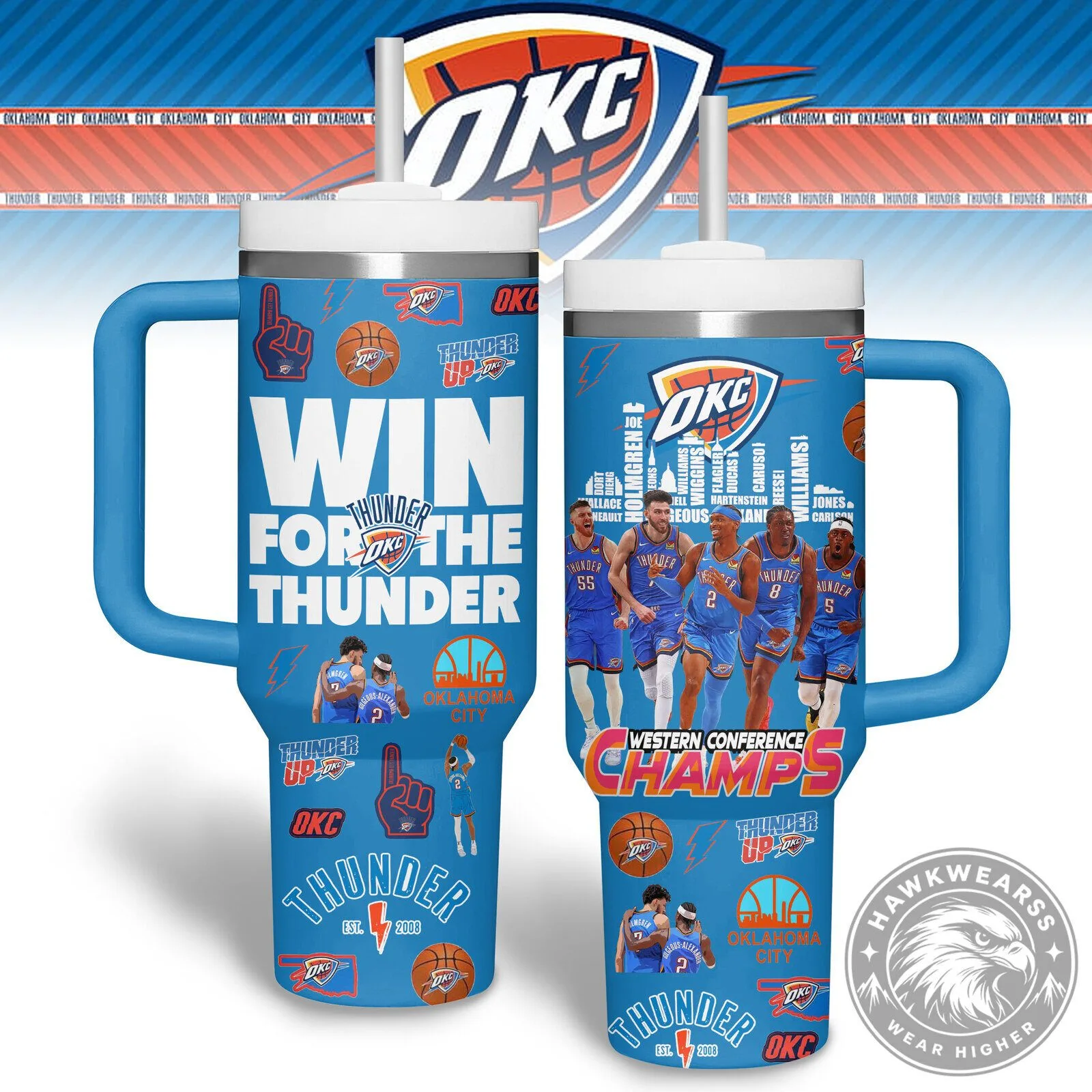 Oklahoma City Thunder Western Conference Champs 40oz Tumbler with Handle