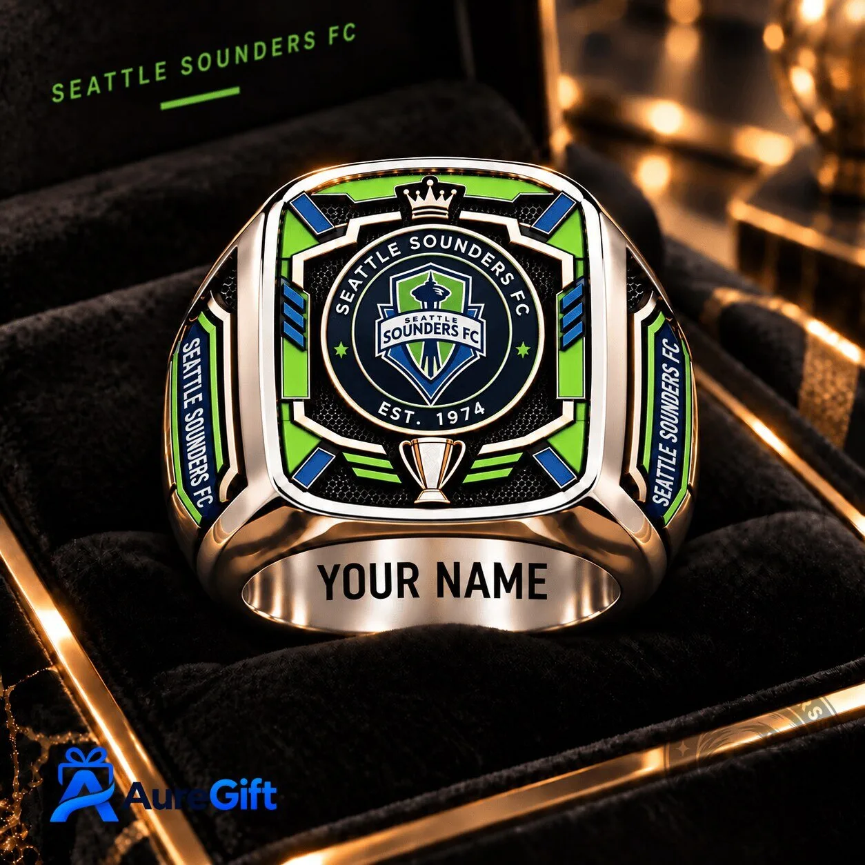 Seattle Sounders FC Personalized Football Championship Ring for Men