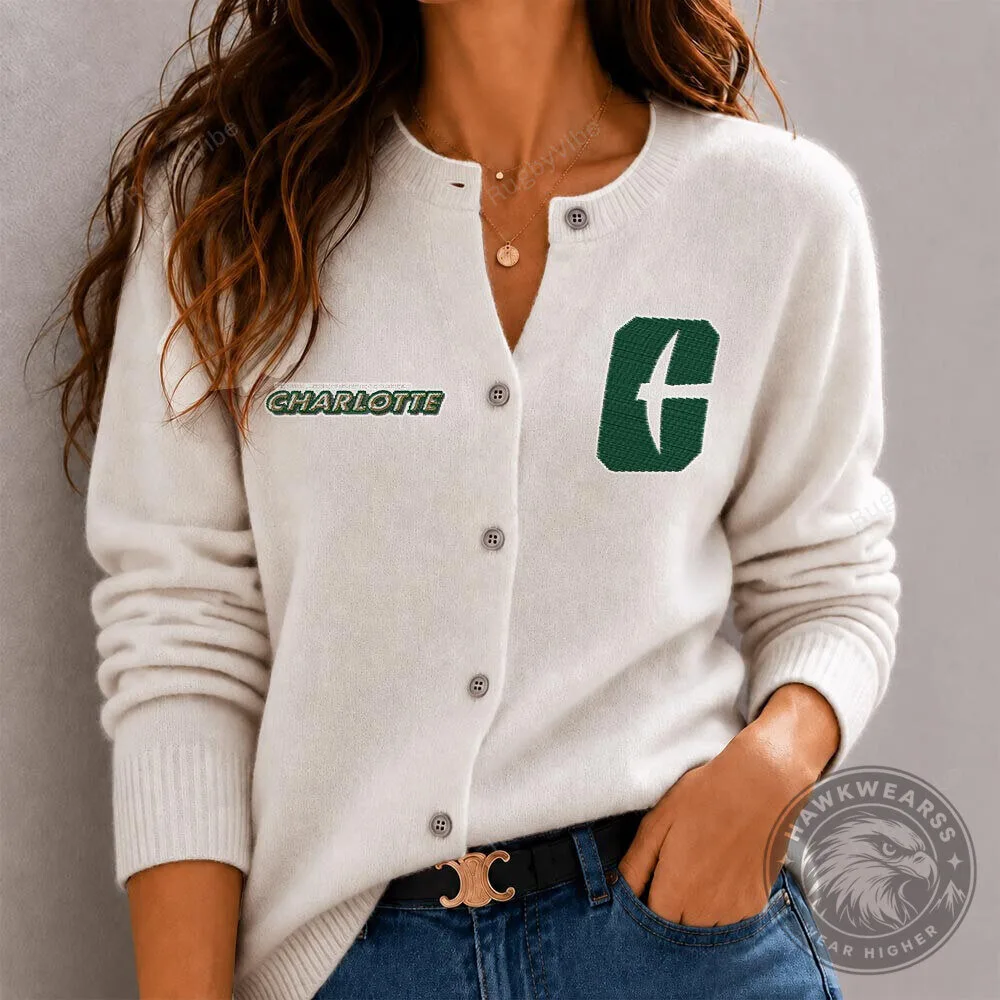 Charlotte 49ers Women's Embroidered Cardigan Sweater 2 Charlotte 49ers Women's Embroidered Cardigan Sweater