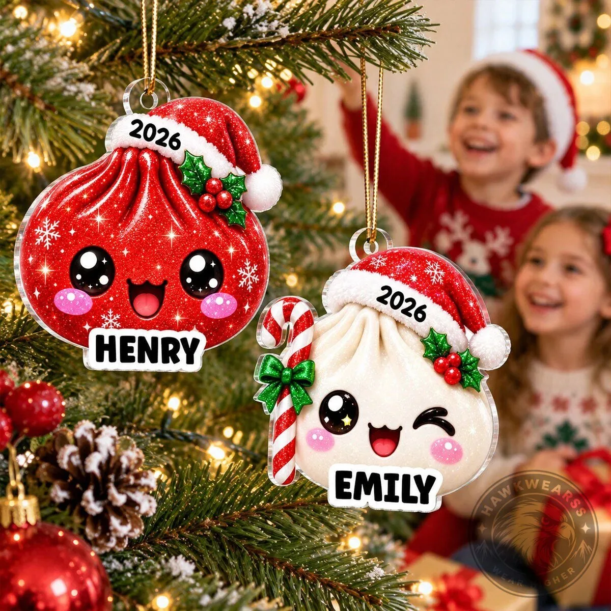 Personalized Christmas Dumpling Ornament Holiday Tree Decoration 15 Personalized Christmas Dumpling Ornament Holiday Tree Decoration