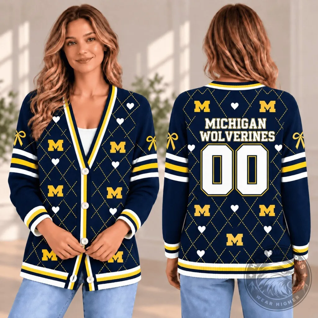 Michigan Wolverines NCAA Personalized Team Spirit Cardigan Sweater Michigan Wolverines NCAA Personalized Team Spirit Cardigan Sweater