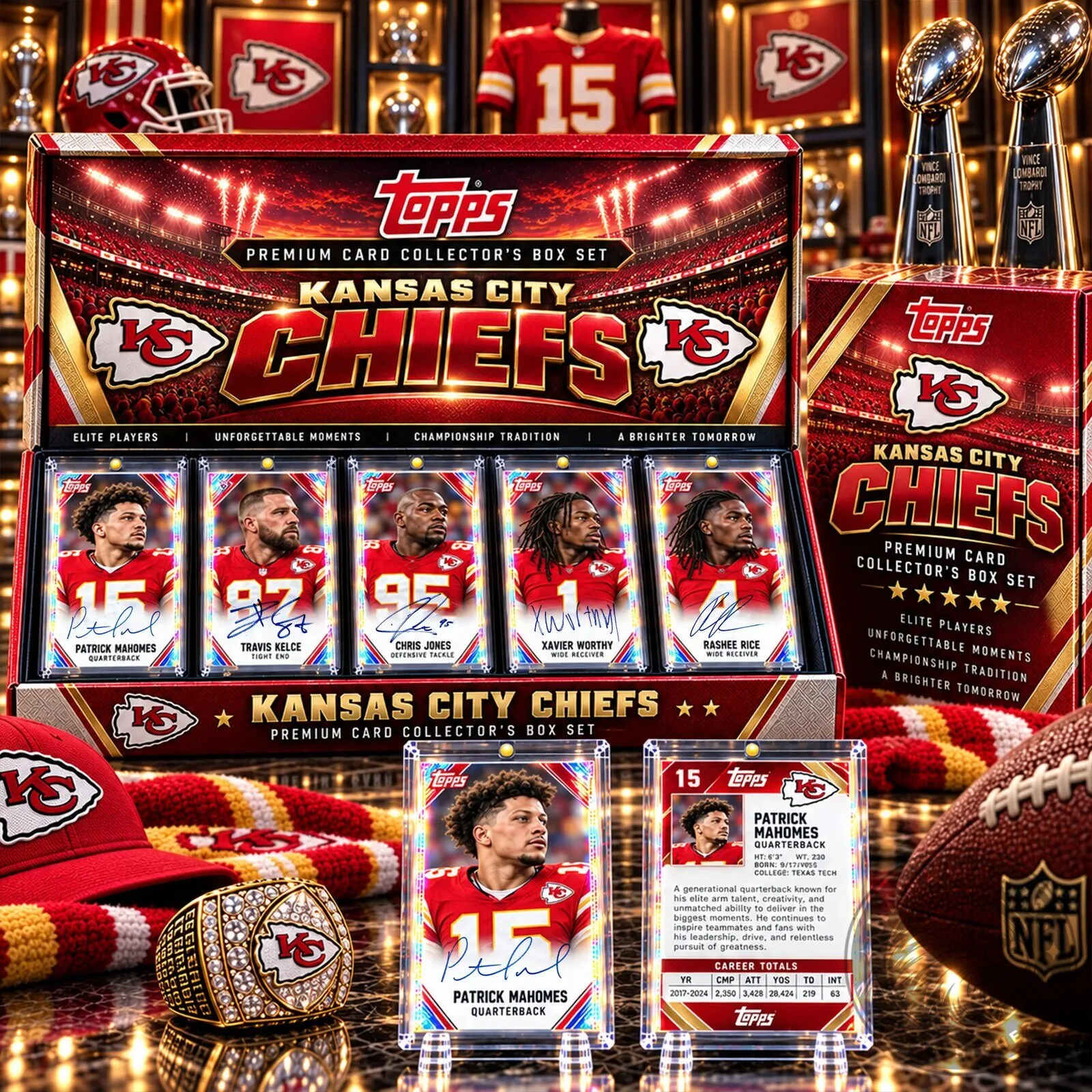 Kansas City Chiefs Topps Premium Card Collector's Box Set Patrick Mahomes