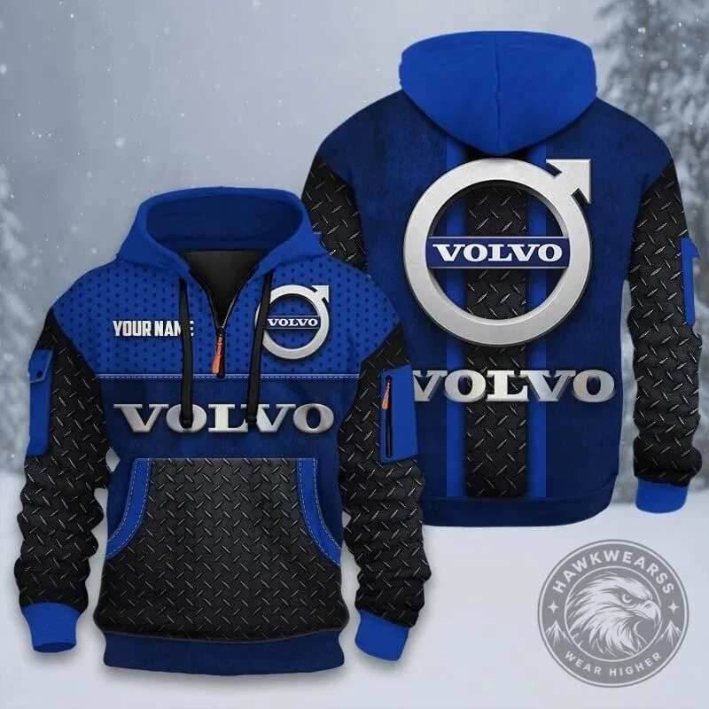 Volvo Blue Diamond Plate Quarter Zip Hoodie