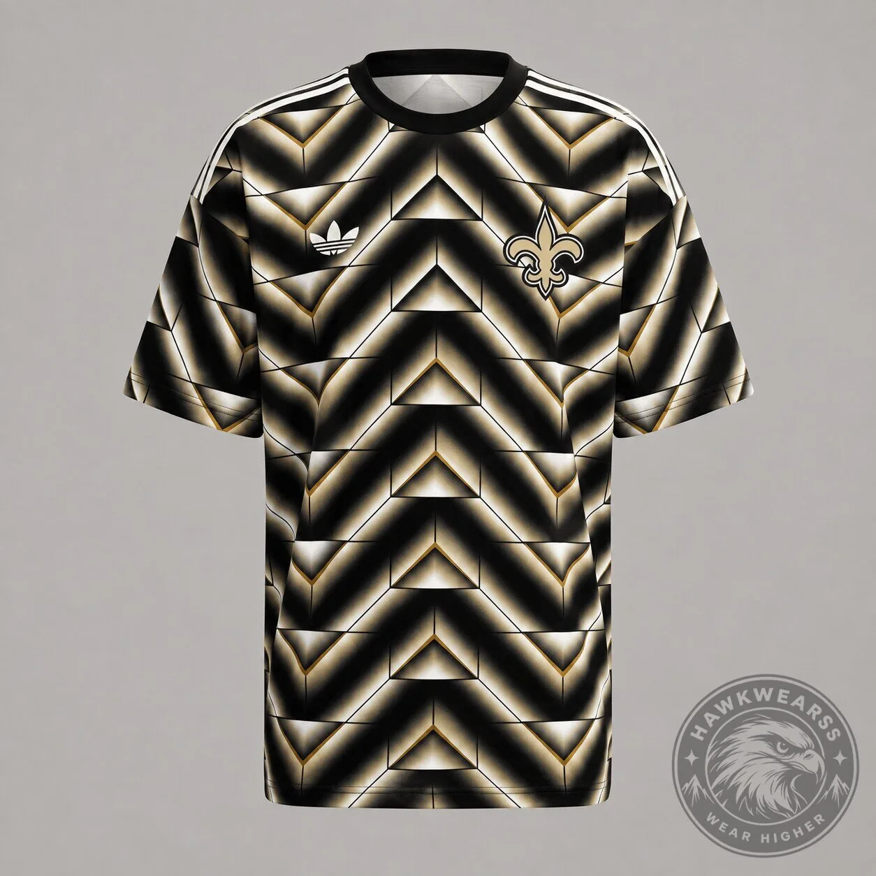 New Orleans Saints Geometric Pattern Black and Gold Football Jersey