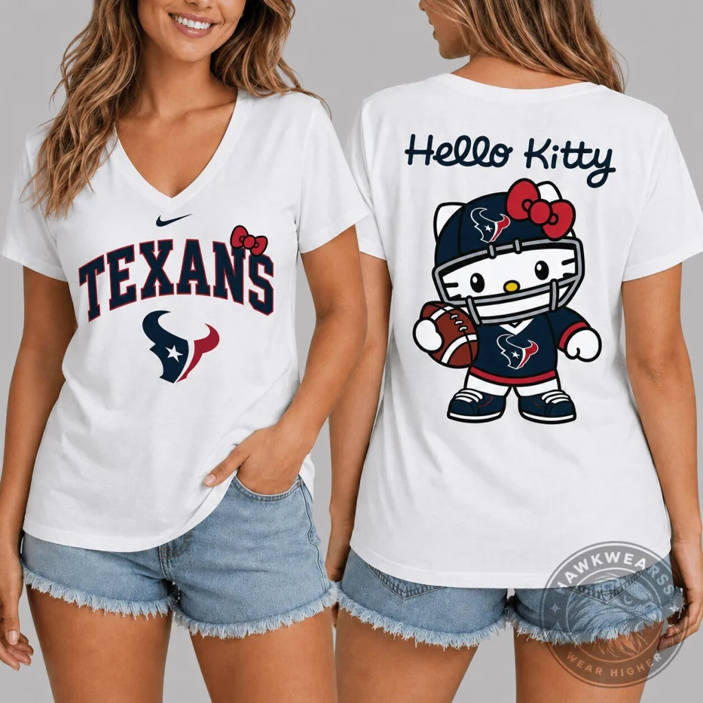 Houston Texans Hello Kitty Football Fan T-Shirt Houston Texans Hello Kitty Football Fan T-Shirt