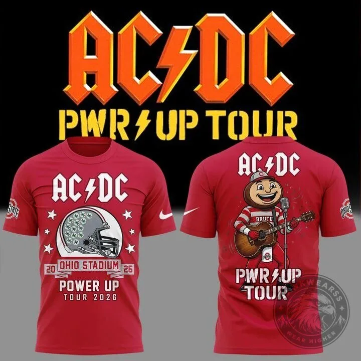 Brutus Buckeye T-Shirt for Ohio State Football AC/DC Power Up Tour 2026