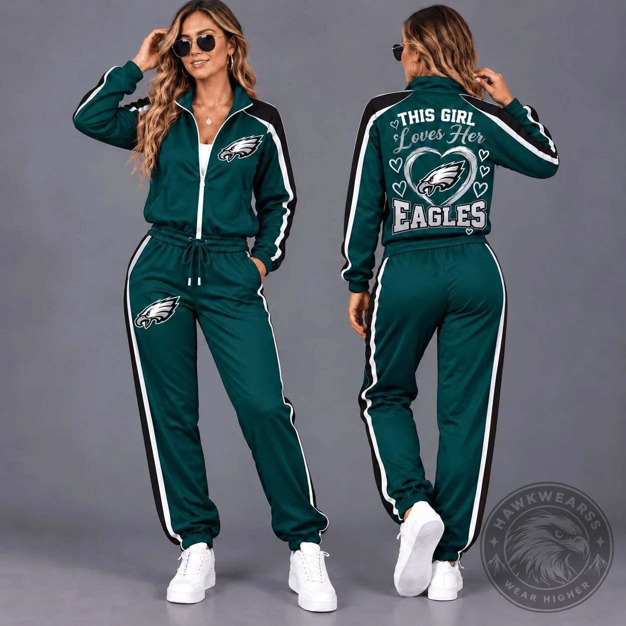 Philadelphia Eagles This Girl Loves Her Eagles Women's Tracksuit Set