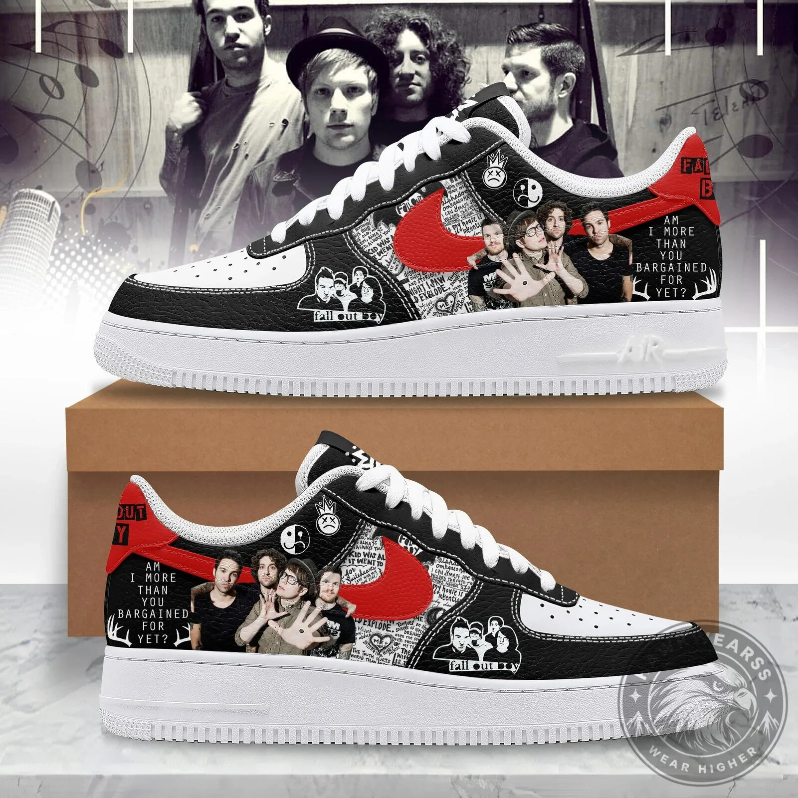 Fall Out Boy Band Members Black and White Sneakers
