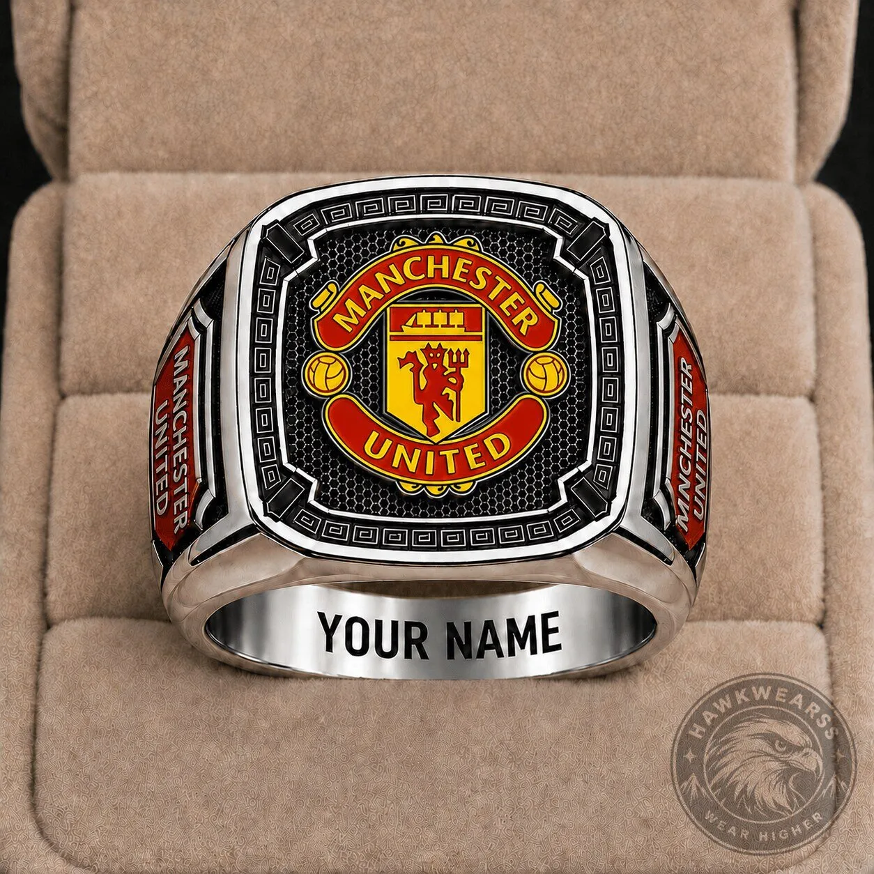 Manchester United Football Club Team Crest Engraved Ring