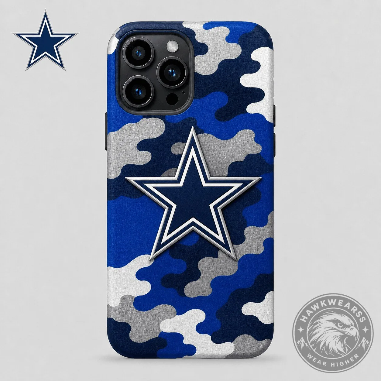 Dallas Cowboys Blue Camouflage Pattern NFL Football Team Phone Case