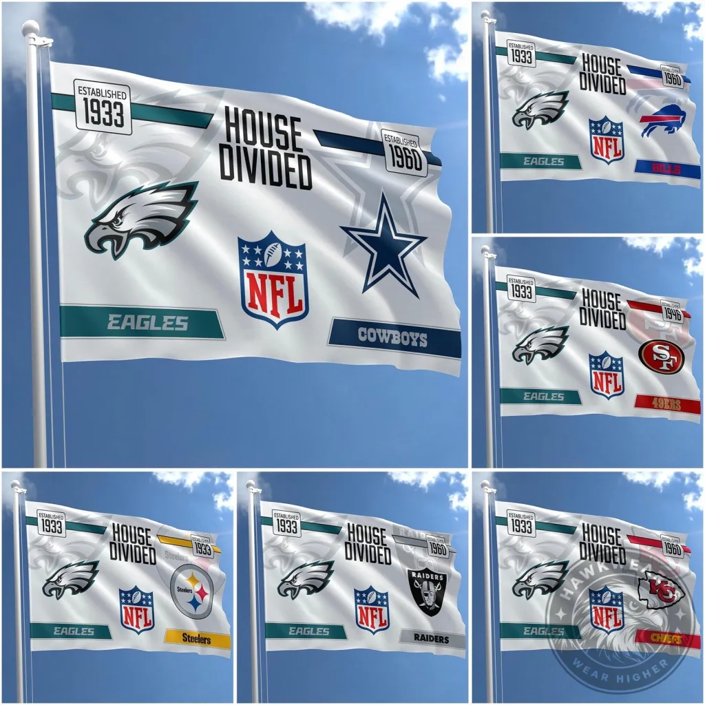 Philadelphia Eagles House Divided NFL Football Team Flag 14 Philadelphia Eagles House Divided NFL Football Team Flag